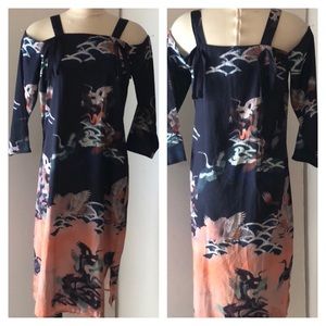 ZAZA Asian inspired Cranes cold‎ shoulder dress